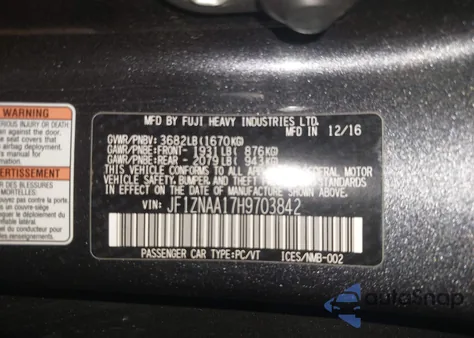 2017 Toyota 86 from USA, damaged, VIN JF1ZNAA17H9703842